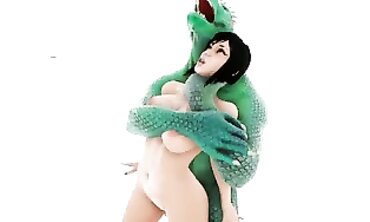Stupid Goddess Gets Double Penetrated by Reptile Monster