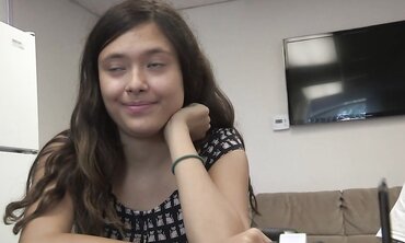 Mia Grand Gets Ger Lil' Pinkish Crevice Spread Out By A Shaven Coc