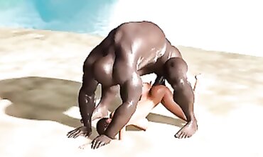 Ample Black Man Nails Vulgar African Woman in Outdoor Beach Fuckathon