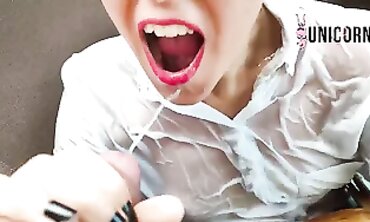 POV Secretary Gets Pissed On and Creampied at Work