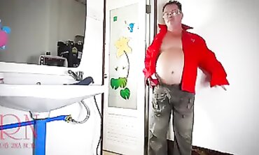 Plumber Striptease. the Housewife Called a Plumber and had an Climax. the