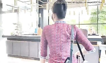 Stunning Asian Flight Attant Gets Lucky in Motel