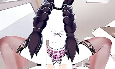 Anime College Bimbo Gets Rough Doggy Style Creampie