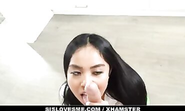 Petite Asian Sweetie Luna Mills Takes A Big Cock POV Blowjob