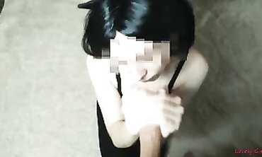 POV Brunette Babe With Big Tits Gives Deep Throat Blowjob