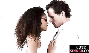 African Brunette Gives Deep Throat Then Doggystyle and Riding