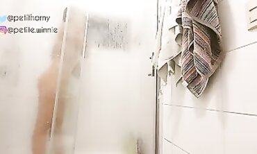 Amateur College Girl Brushes Her Body In The Shower