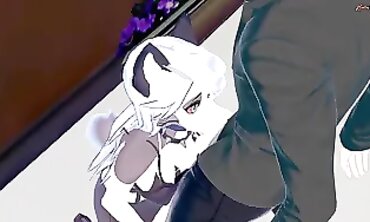 Lucky Gets Wall Sex and Deep Throat in 3D Hentai