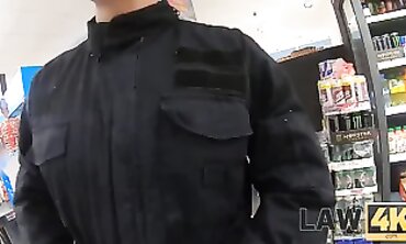 Security Officer Catches Innocent Teen in a Rough MMF Threesome
