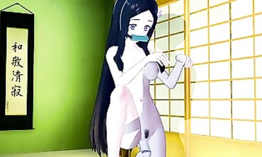 Koikatsu 3D Hentai: Babe Masturbates and Takes a Handjob