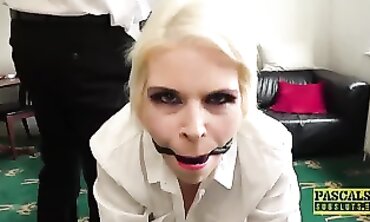 Blonde Submissive Takes Deep Throat From British Dom