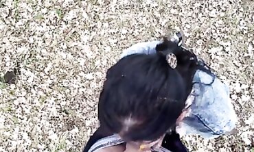 Dark-Haired MILF Shows Off Huge Ass In The Woods