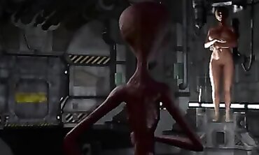 3D Animated Alien with Big Tits and a Huge Cock
