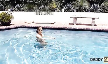 Sydney Cole Cheats on Boyfriend with Daddy in Public Pool