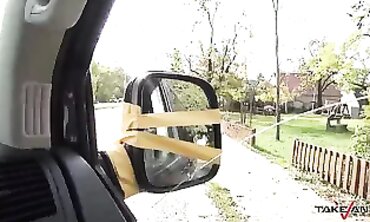 Slim Ash-Blonde Katy Rose Takes a Ride in the Car