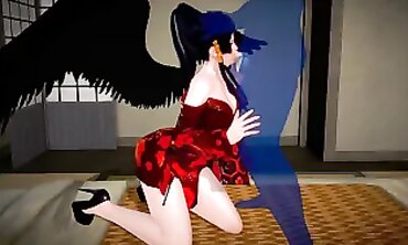 Nyotengu Pummels Blue Shaft Outline