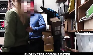 Redhead Shoplifter Gets Banged By Clerk In Stock Room