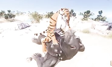 Tiger Bimbos Take on a Massive Rhino in the Wild