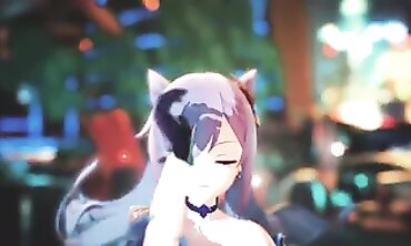 MMD Milf Dame Swallows Cum in Rough Group Sex