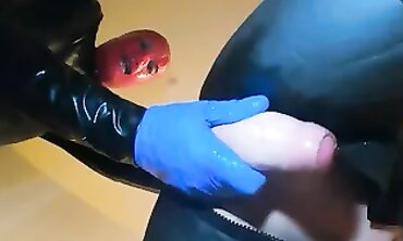 Chloe's Spandex & Rubber Fetish Session with M Wank