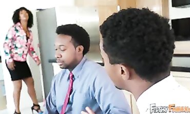 Misty Stone's Hefty African Step-Mom Gang Bang