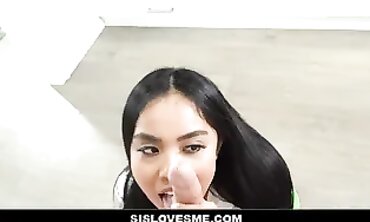 Petite Luna Mills Takes A Huge Interracial Blowjob