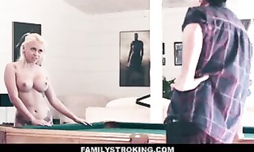 Blonde Stepdaughter Marsha May Takes Pool Table Pleasure