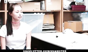 Shoplifting Brunette Nails The Officer In Uniform