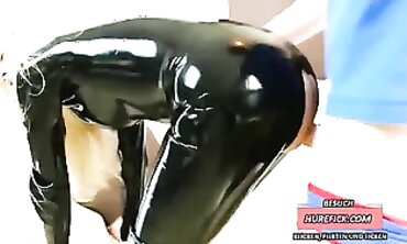 Vinyl Hure Gets Anal Fucked and Covered in Cum