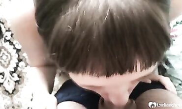 Brunette Stepsister Gives POV Blowjob