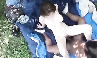 Beau Shares His Domme With a Black Stud in the Woods