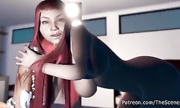Ginger Teen with Long Hair Gets Creampie on Her Head