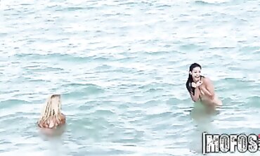 POV Beach Threesome With Two Super Hot Babes