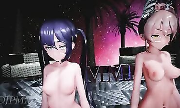 Hot Duet Mona and Mika in 60FPS MMD Animation