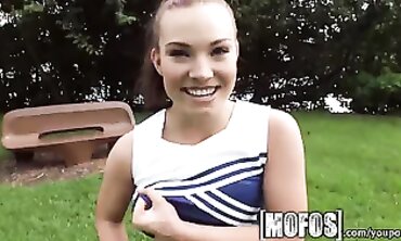 POV: Cheerleader Beauty Gives a Huge Outdoor Blowjob