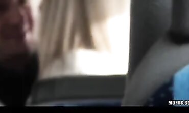 Platinum Blonde Teen Caught Giving a Blowjob on an Outdoor Bus