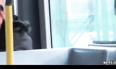 Platinum Blonde Teen Caught Giving a Blowjob on an Outdoor Bus