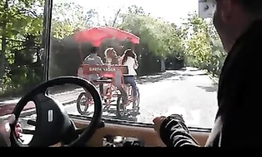 Stunning Trio Strips and Shows Off in a Taxi