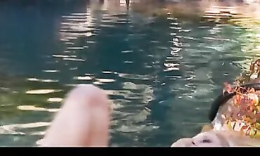 Blonde Bikini Babe Masturbates by the Pool