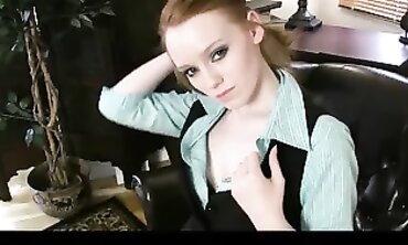 Slim Redhead in Lingerie Deepthroats and Masturbates to Orgasm