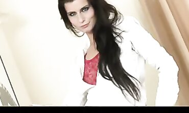 Slim Brunette Bony Strips for a Sensual Massage and Solo Climax