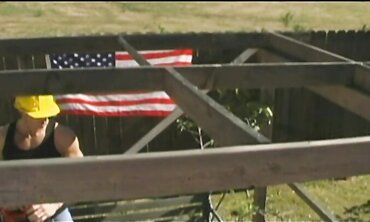 Big-Chested Blondie Gets Banged Beneath The Yankee Flag And Takes A Facial Cumshot