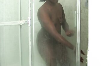 Dark-Hued Nymph Gets Smashed in Shower two
