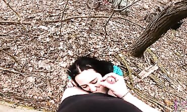 POV Blowjob with a Russian Biker Slut in the Woods