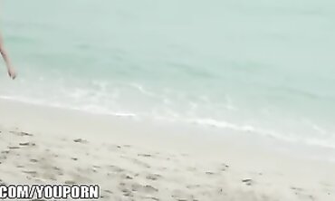 POV: Blonde Gets Spanked And Spied On At The Beach