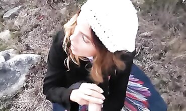 Blonde MILF Teased With Outdoor Blowjob, Creampie And Peeing
