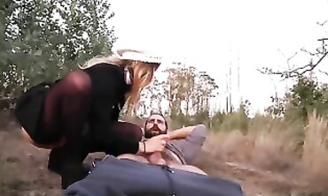 Blonde MILF Teased With Outdoor Blowjob, Creampie And Peeing
