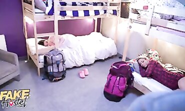 Faux Hostel: Tight Aussie And Italian Bombshell In Rough Threesome