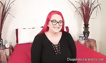 Desperate Redhead Amateur with Huge Tits and Glasses Audition