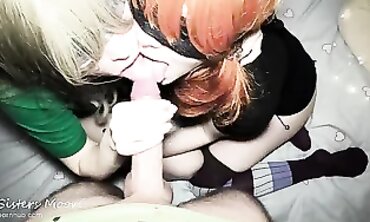 POV Threesome: Wife Sharing with Two Nymphs for Oral and Cum